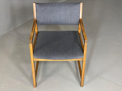 EB6145 Vintage Elbow Chair by Slagelse Oak Blue Cotton Danish Lounge MDIN