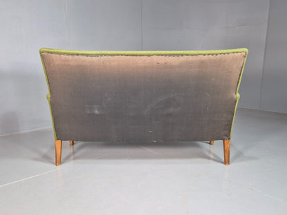 Vintage Danish 2 Seat Sofa Green Fritz Hansen 2 Seat 1950s MCM Retro EB8219 M2SS