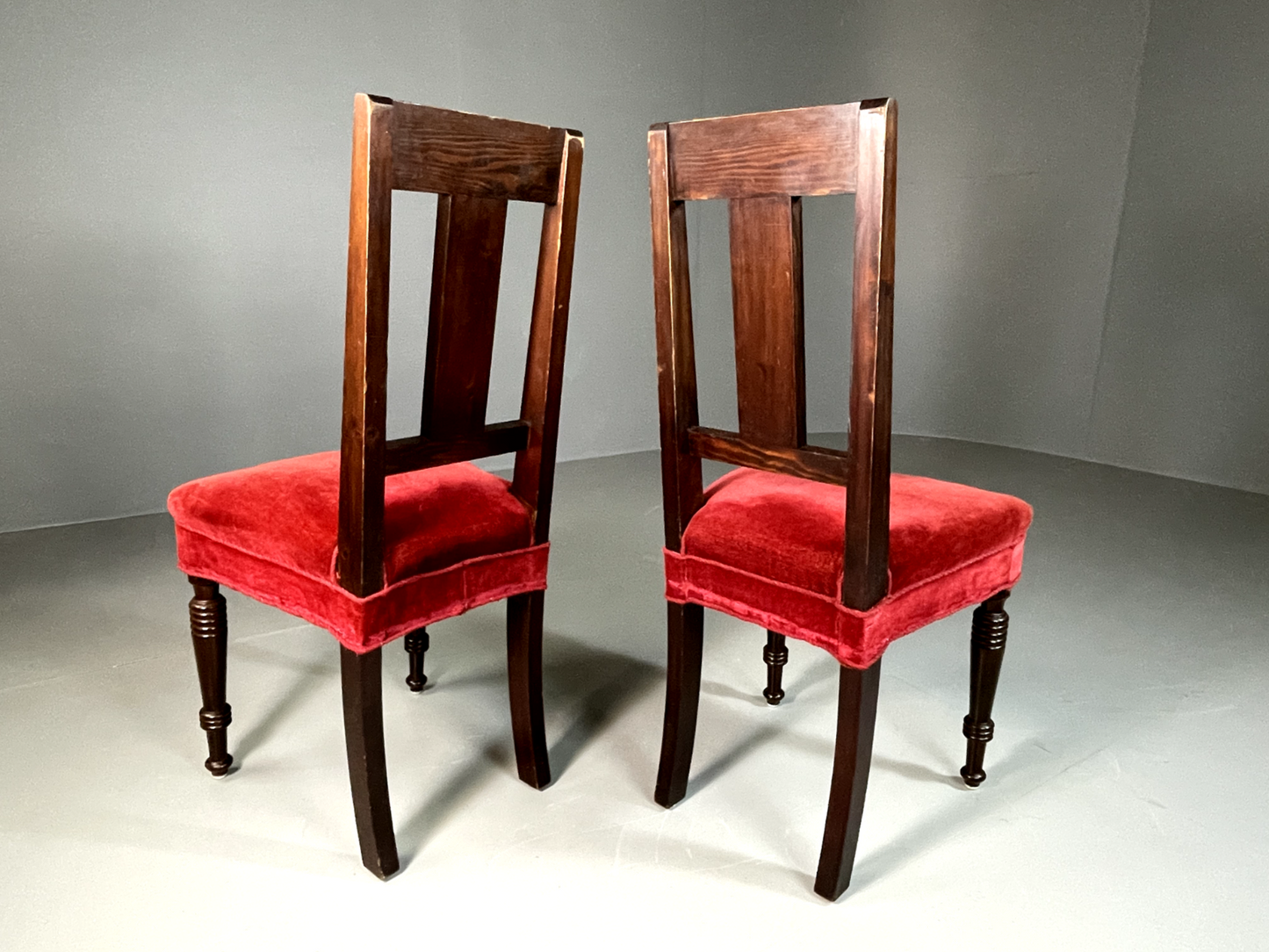 EB6328 2 Vintage Danish Dining Chairs Pine Beech Red Antique 1920s VDIN