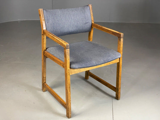 EB6159 Vintage Elbow Chair by Slagelse Oak Blue Cotton Danish Lounge MDIN