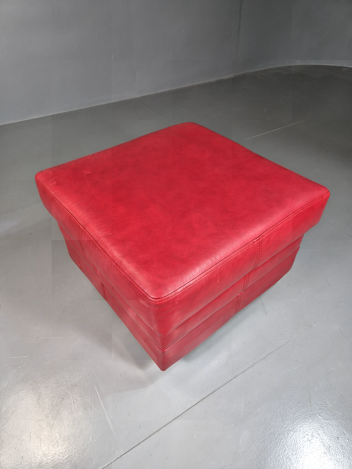 Vintage Danish Footstool Red Leather Retro EB7387 MFOO