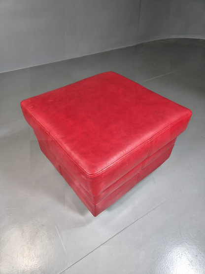 Vintage Danish Footstool Red Leather Retro EB7387 MFOO