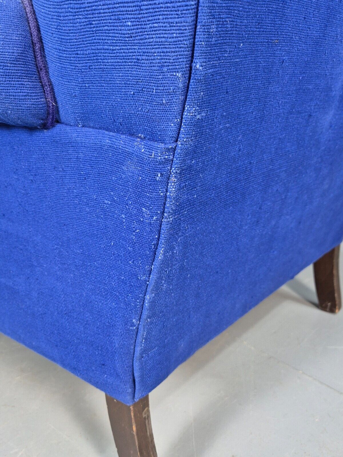 Vintage Danish Wingback Lounge Chair Blue Wool 1960s EB8468 VCLO