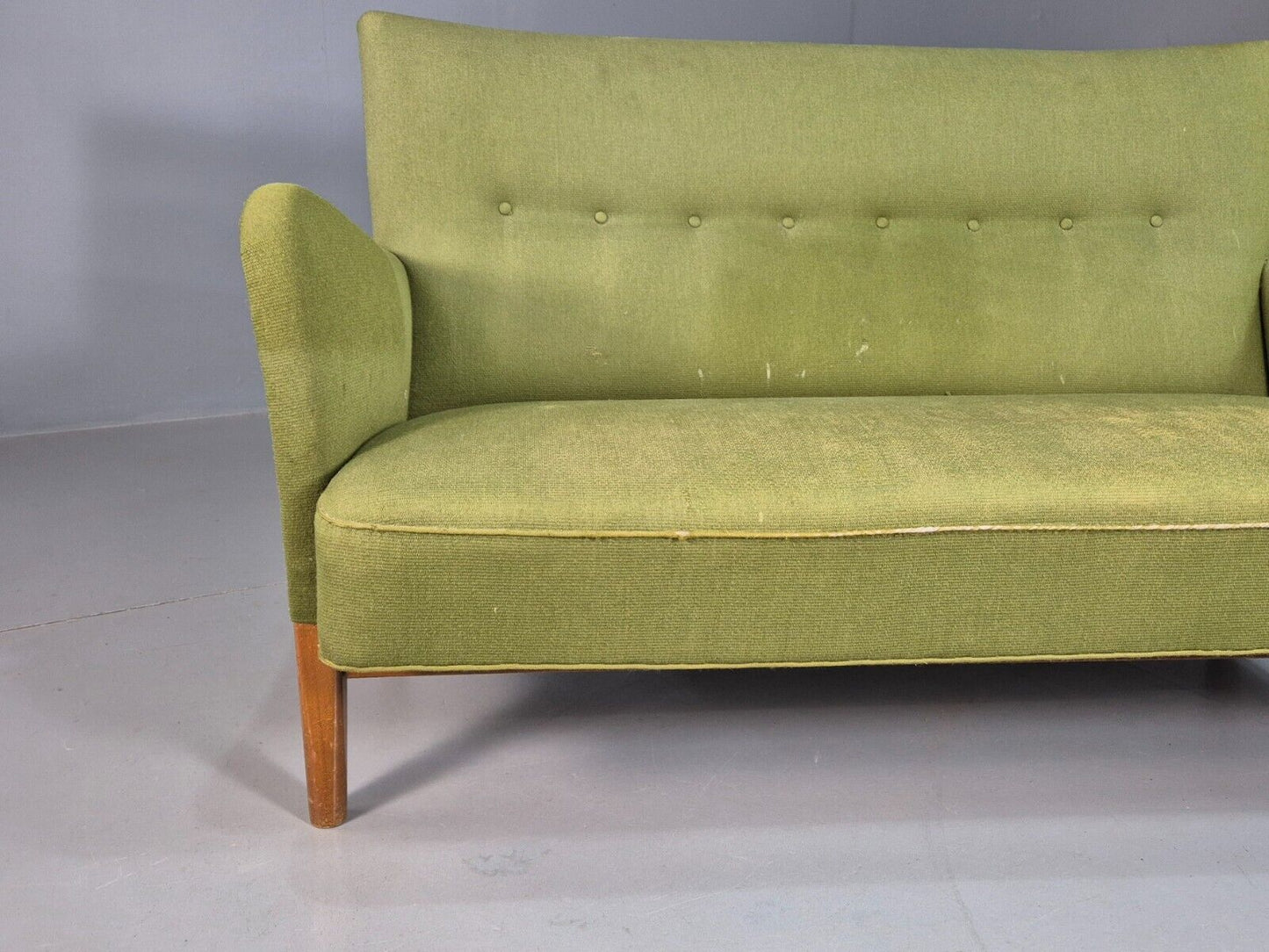 Vintage Danish 2 Seat Sofa Green Fritz Hansen 2 Seat 1950s MCM Retro EB8219 M2SS