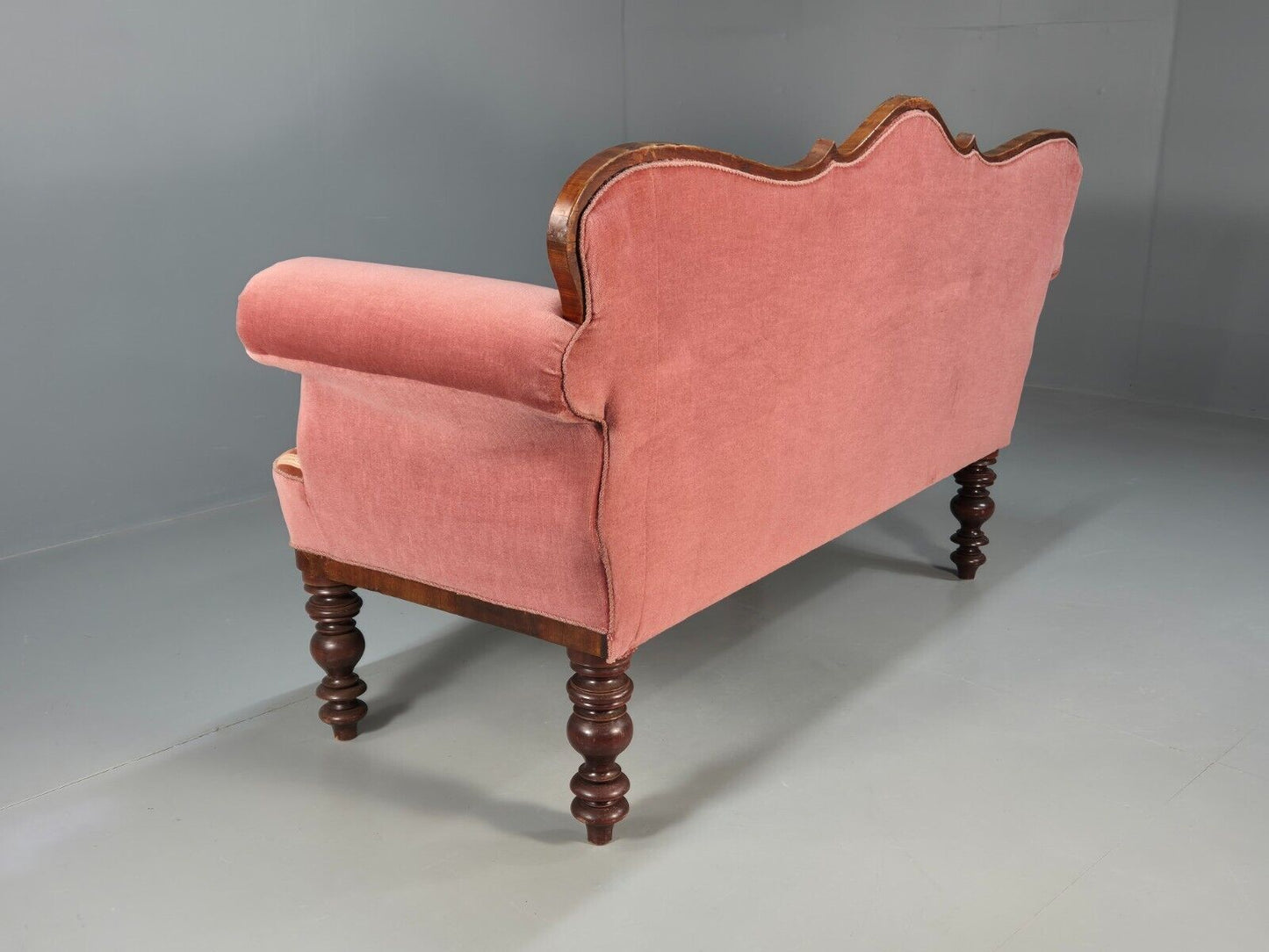 Vintage Danish 2 Sea Sofa Pink Mahogany Camel Back 1900s Antique EB8017 V2SS