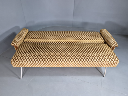 Vintage Danish Sofa Bed Gold Velour 1960s Retro MCM EB7385 M4SS