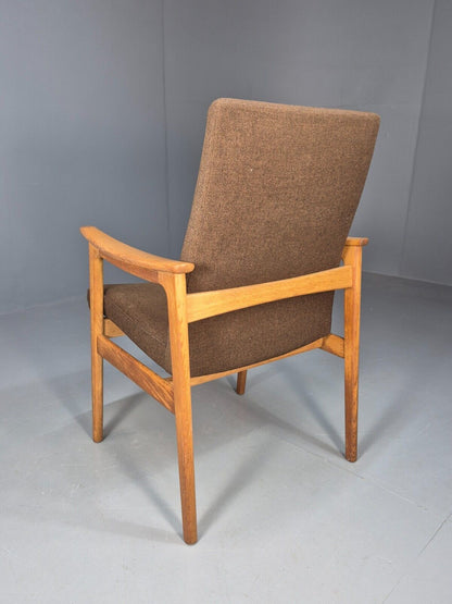 Vintage Danish Elbow Chair Green Wool Oak Frame Hong Stolefabrik MCM EB8485 MDIN