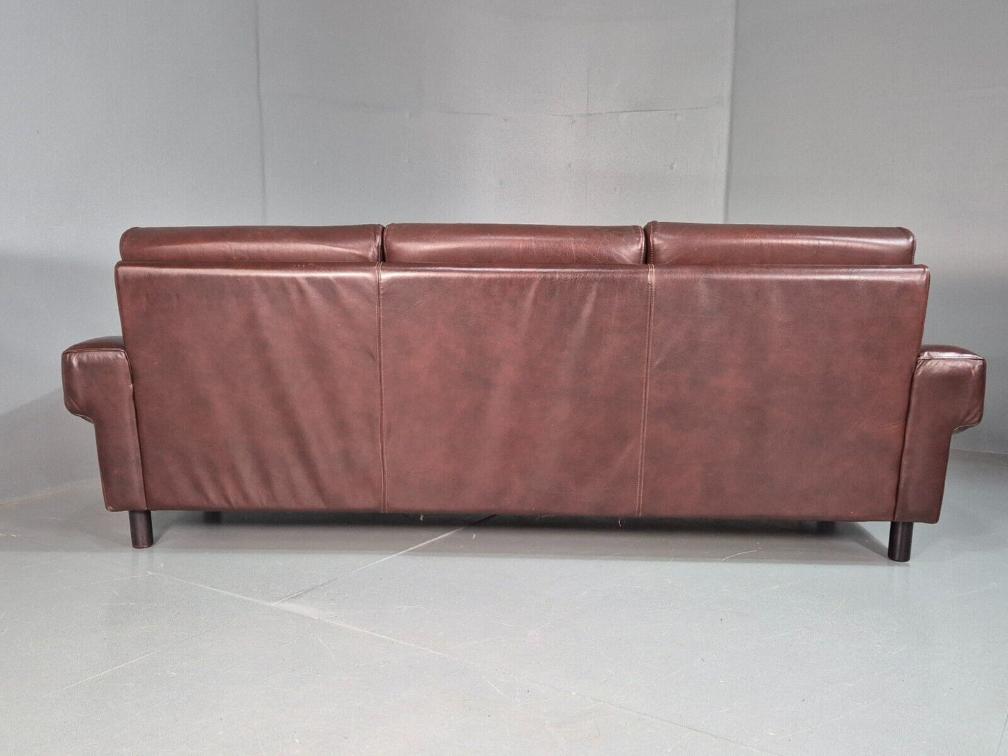 Vintage Danish 3 Seat Sofa Brown Leather 1970s Retro MCM EB7618 M3SS