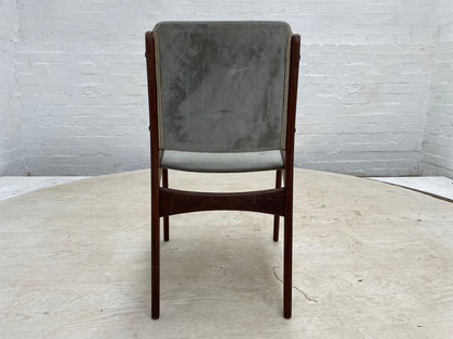 EB3056 Danish Teak & Blue Grey Velour Dining Chair Mid-Century Modern MDIN