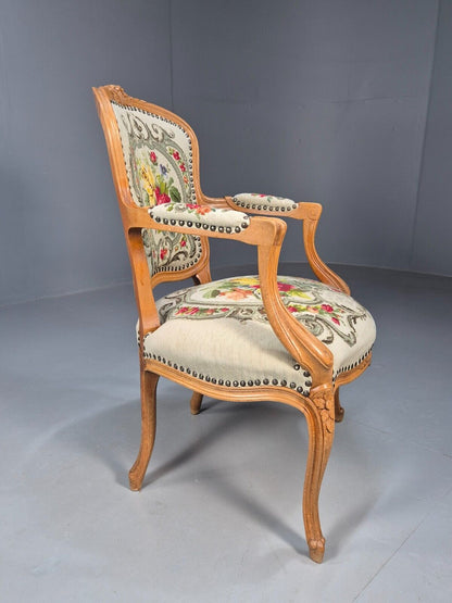 Vintage Danish Fauteuil Chair Embroidery French Antique Style 1963 EB8082 VCAR