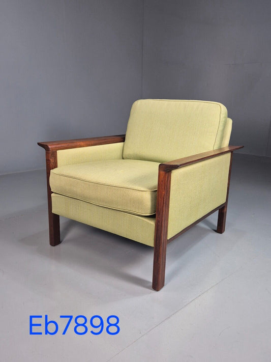 Vintaghe Swedish Lounge Chair Green Hardwood Retro 1970s EB7898 MNOR