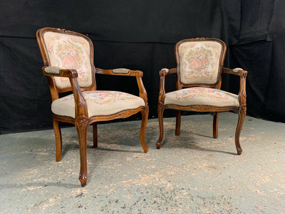 EB1971 2 Danish Beech & Fabric Chairs Vintage Lounge French Antique Style VCAR