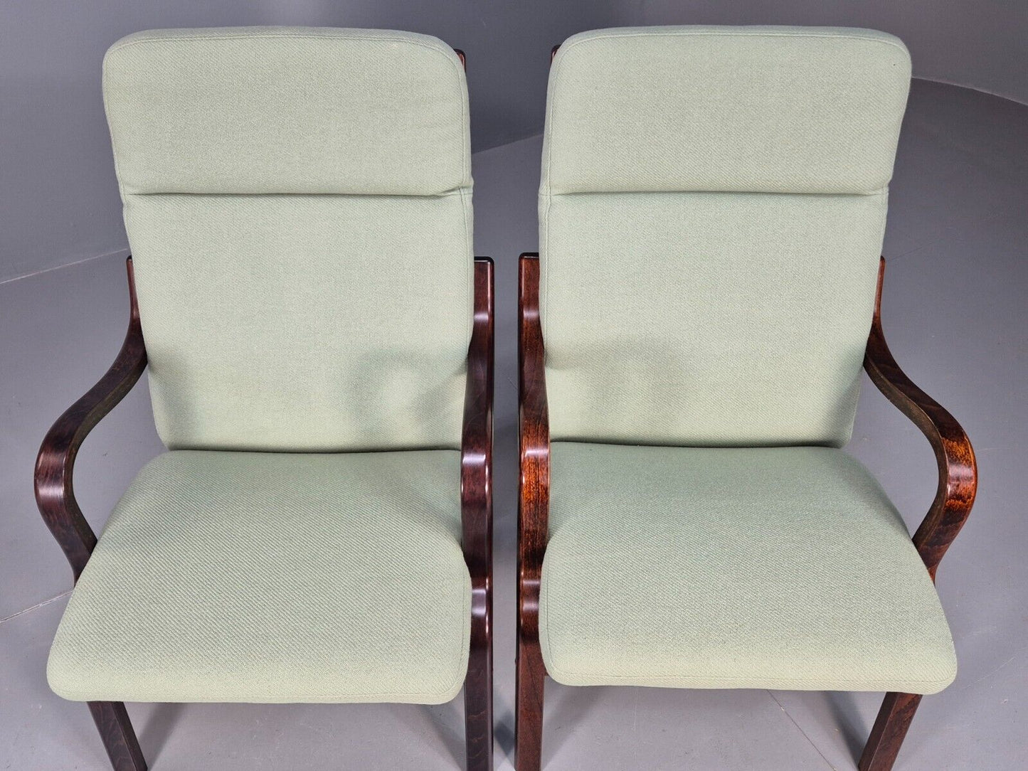 Pair Of Vintage Danish Stouby Mint Green Bentwood Armchairs EB8521 MBEN