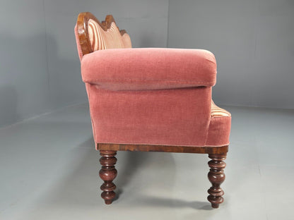 Vintage Danish 2 Sea Sofa Pink Mahogany Camel Back 1900s Antique EB8017 V2SS