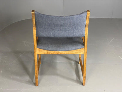 EB6146 Vintage Elbow Chair by Slagelse Oak Blue Cotton Danish Lounge MDIN