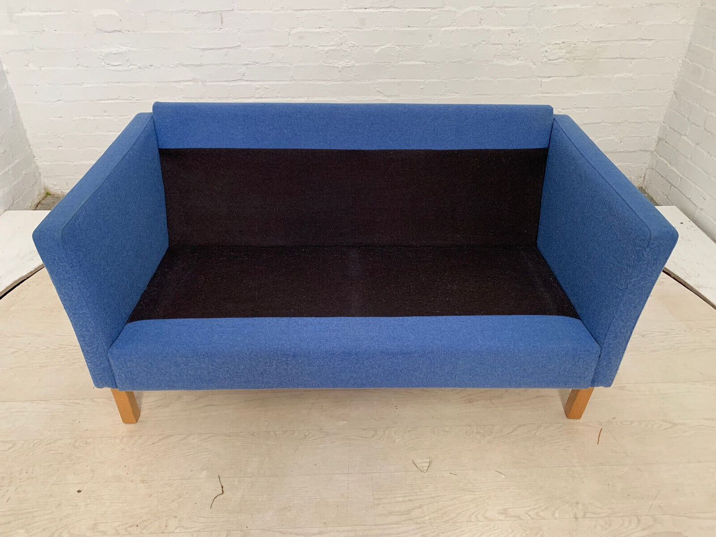 EB3014 Danish Blue Wool Two Seater Sofa Mid-Century Modern Lounge Settee M2SS