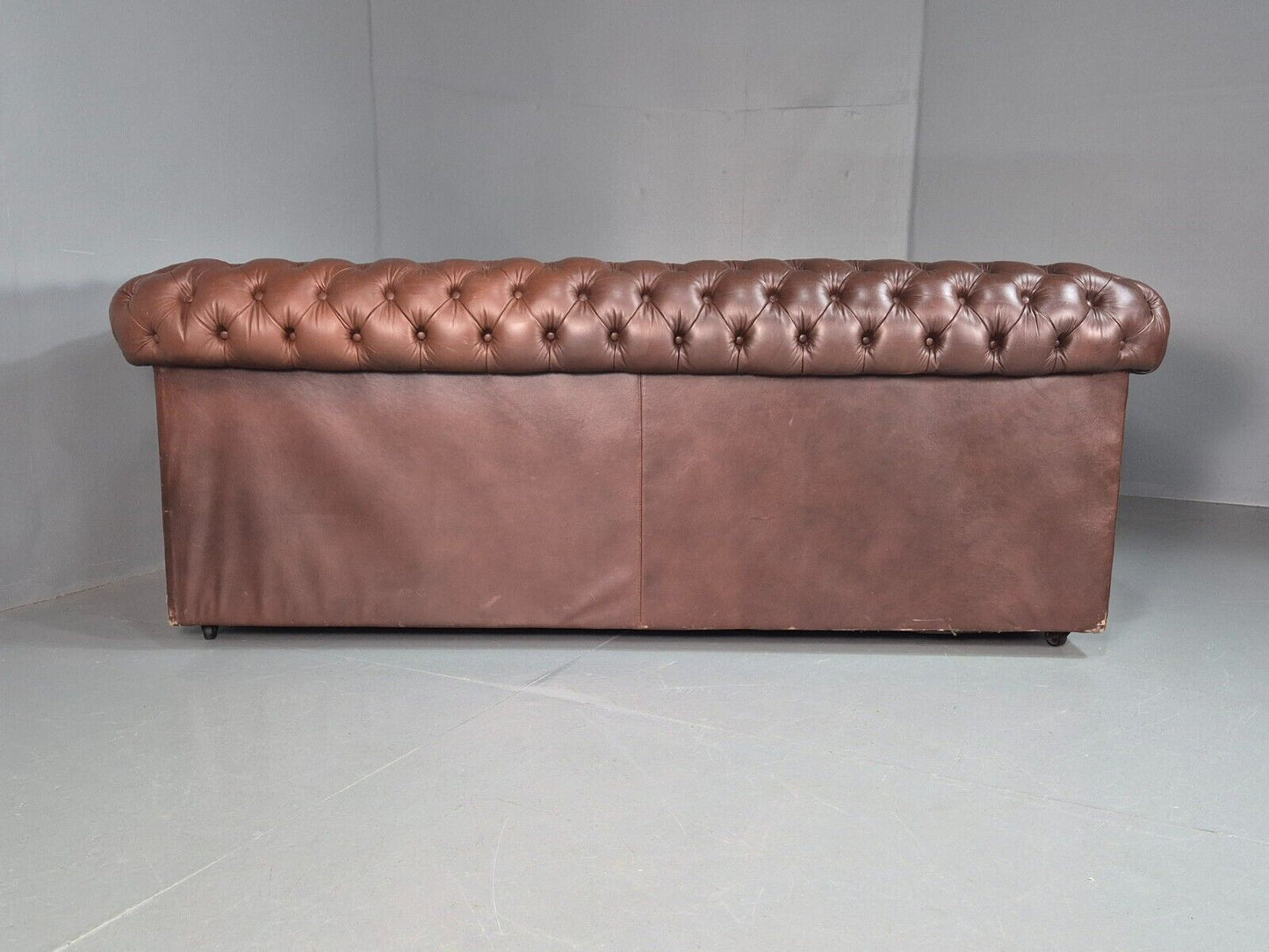 Vintage Chesterfield Sofa Brown Leather 3 Seat 19790s Retro EB8190 VCHE