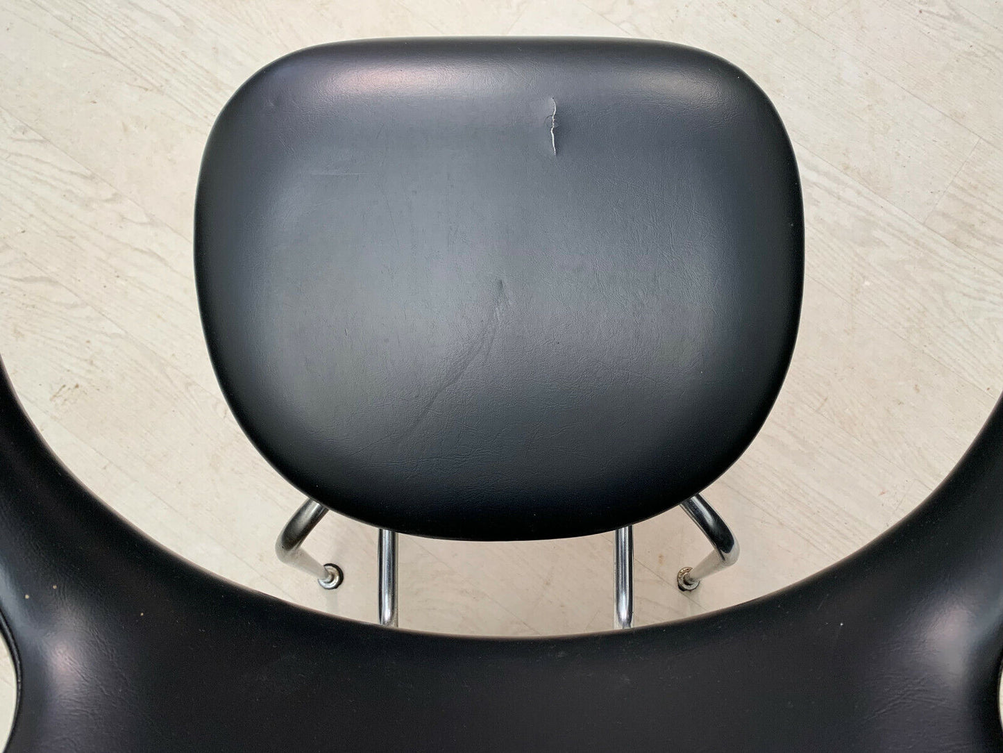 EB2552 Danish Chromed Steel & Black Vinyl Chair Mid-Century Modern MDIN