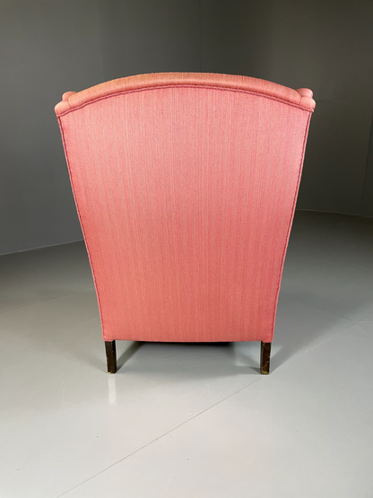 EB5685 Vintage Danish Mid Century Wingback Armchair, 1950s, Pink, Retro VCLO