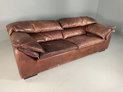 EB6933 Vintage Danish 3 Seat Sofa Brown Leather N Eilersen 1980s Retro MCM BM3SS