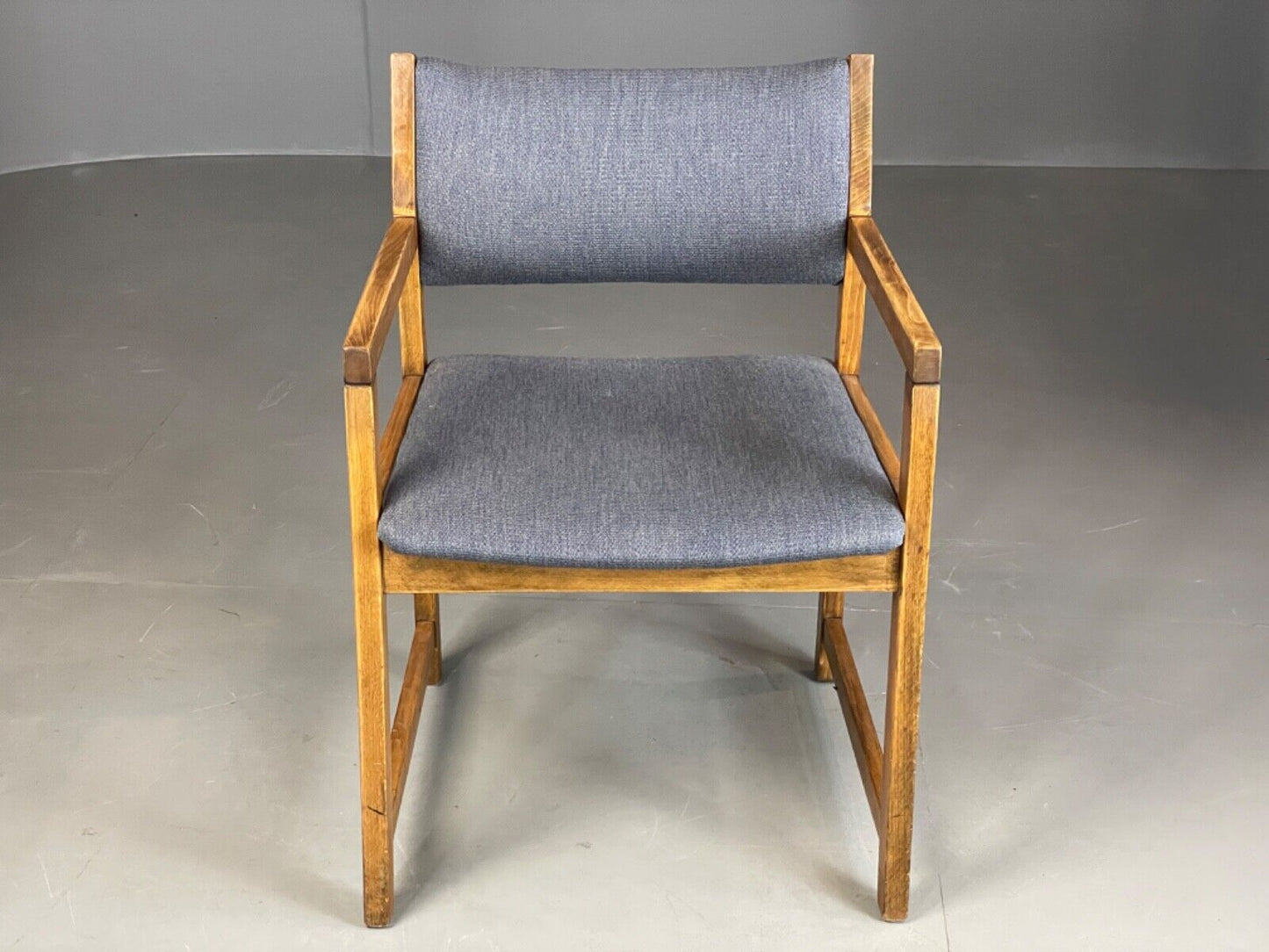 EB6160 Vintage Elbow Chair by Slagelse Oak Blue Cotton Danish Lounge MDIN