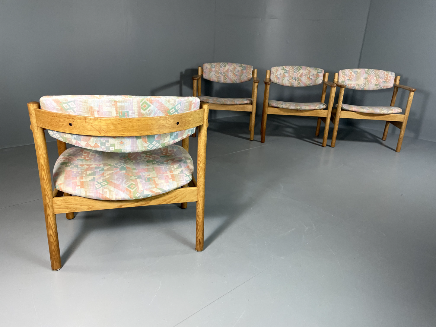 EB6019 Vintage Danish Oak Elbow Chairs FDB Møbler Set of 4 80s Print MDIN