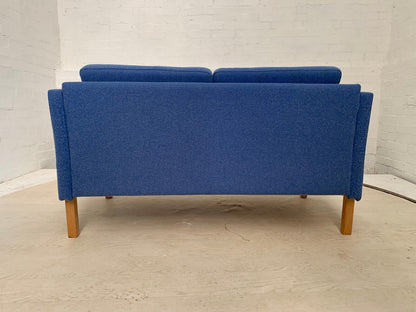 EB3014 Danish Blue Wool Two Seater Sofa Mid-Century Modern Lounge Settee M2SS