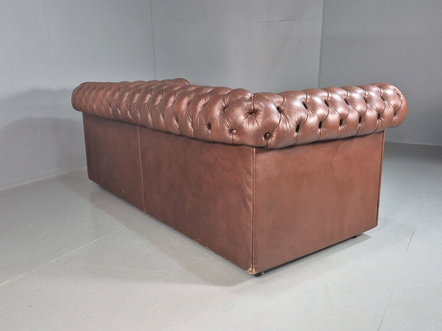 Vintage Chesterfield Sofa Brown Leather 3 Seat 19790s Retro EB8190 VCHE