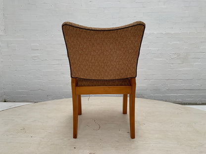 EB3102 Danish Beech Elbow Chair with Brown Patterned Fabric Vintage MDIN