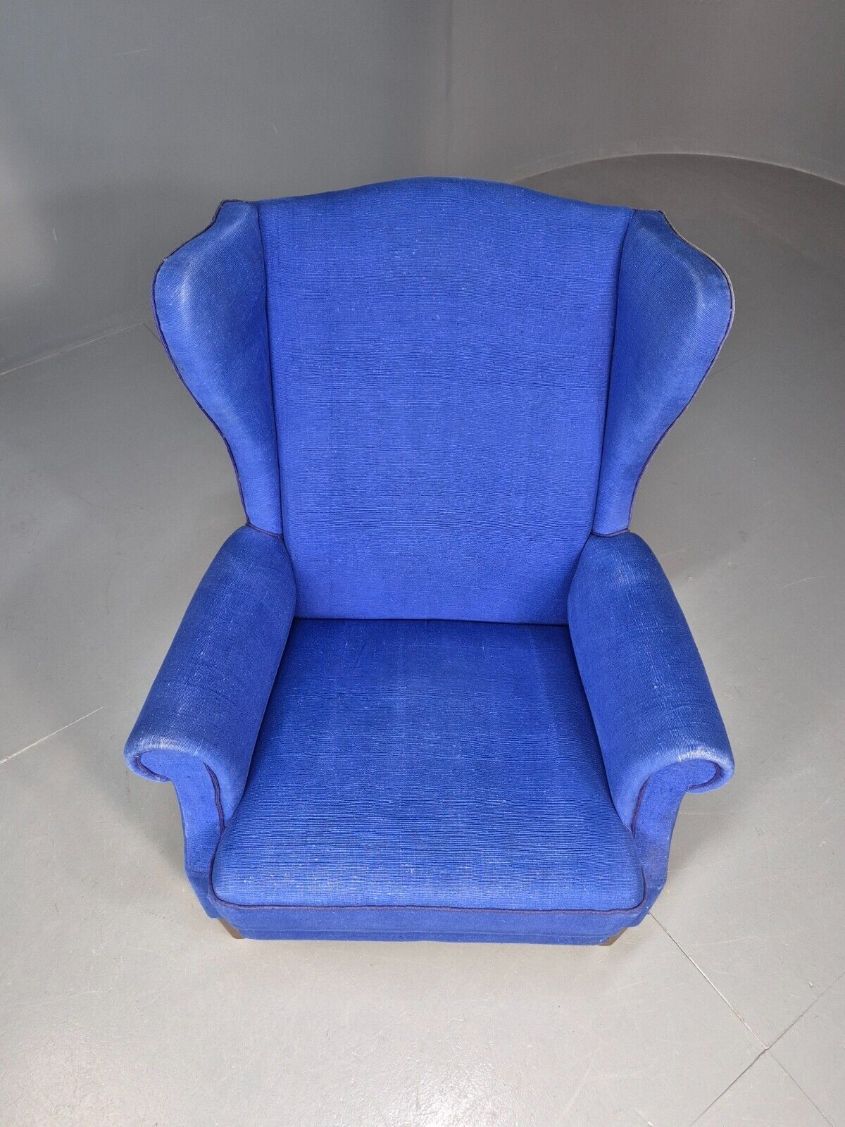 Vintage Danish Wingback Lounge Chair Blue Wool 1960s EB8468 VCLO