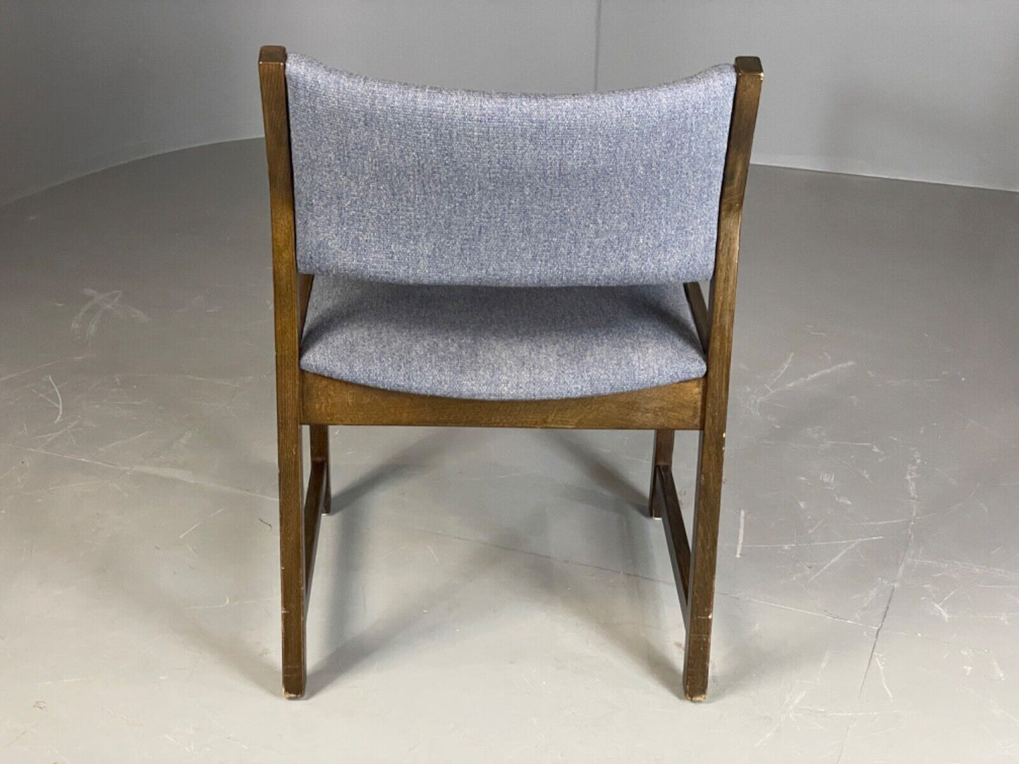 EB6155 Vintage Elbow Chair by Slagelse Oak Blue Cotton Danish Lounge MDIN