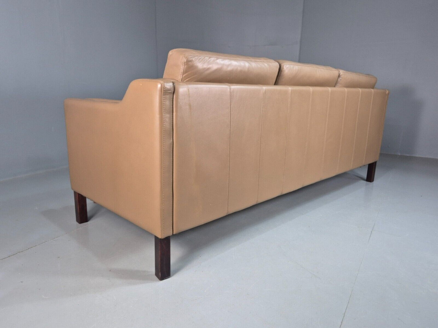 Vintage Danish 3 Seat Sofa Caramel Leather Mogensen Style Retro MCM EB7612 M3SS