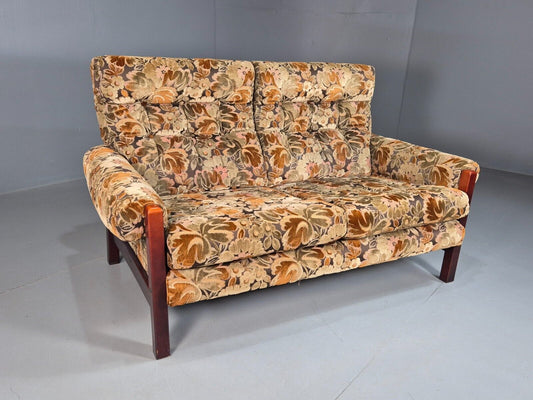 Vintage 2 Seat Sofa Floral Upholstery Hardwood Frame 1960s Retro EB7864 M2SS