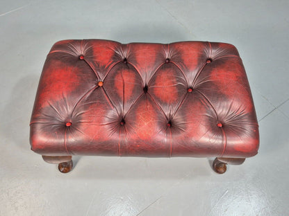 Vintage Footstool Oxblood Leather Chesterfield Style Antique Style EB8186 VCHE