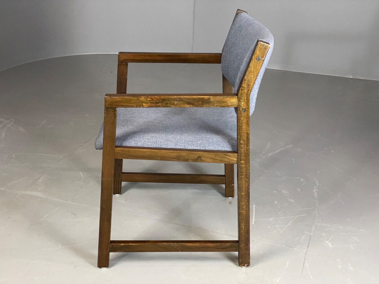 EB6154 Vintage Elbow Chair by Slagelse Oak Blue Cotton Danish Lounge MDIN