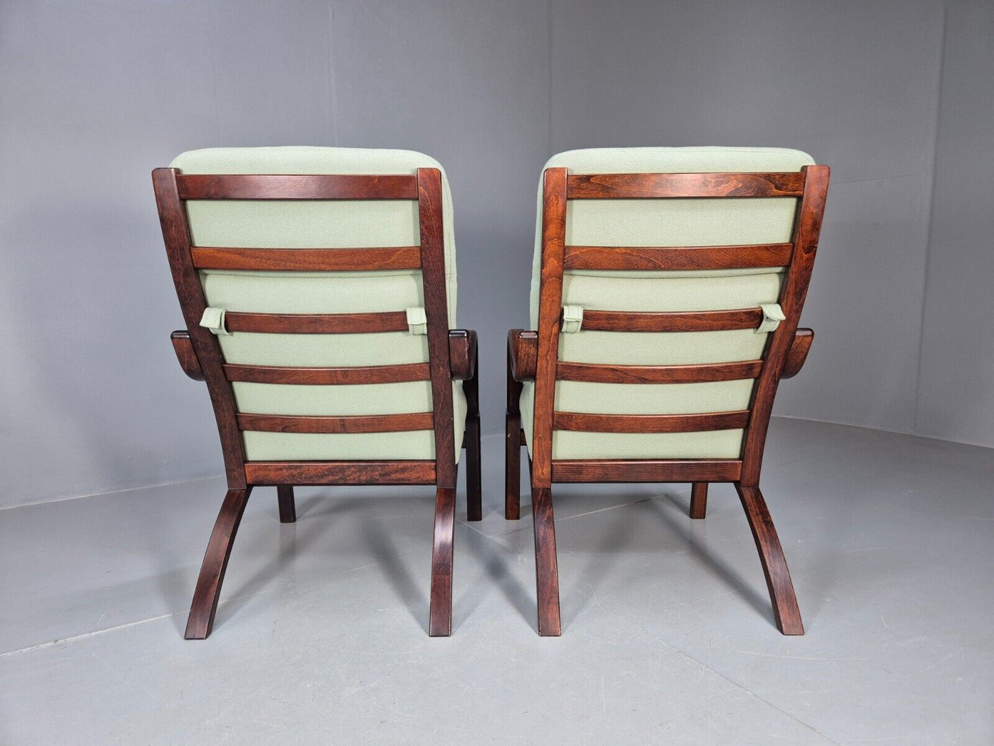 Pair Of Vintage Danish Stouby Mint Green Bentwood Armchairs EB8521 MBEN