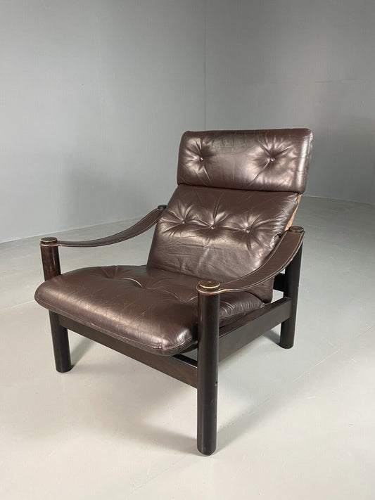 EB6651 Vintage Danish Lounge Chair Brown Leather Gehl Safari Retro MCM MNOR