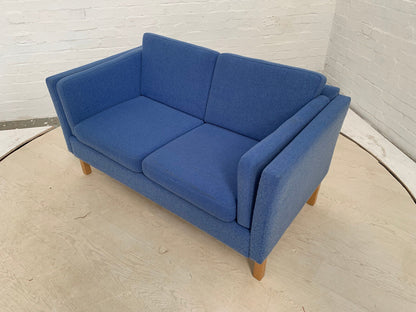 EB3014 Danish Blue Wool Two Seater Sofa Mid-Century Modern Lounge Settee M2SS