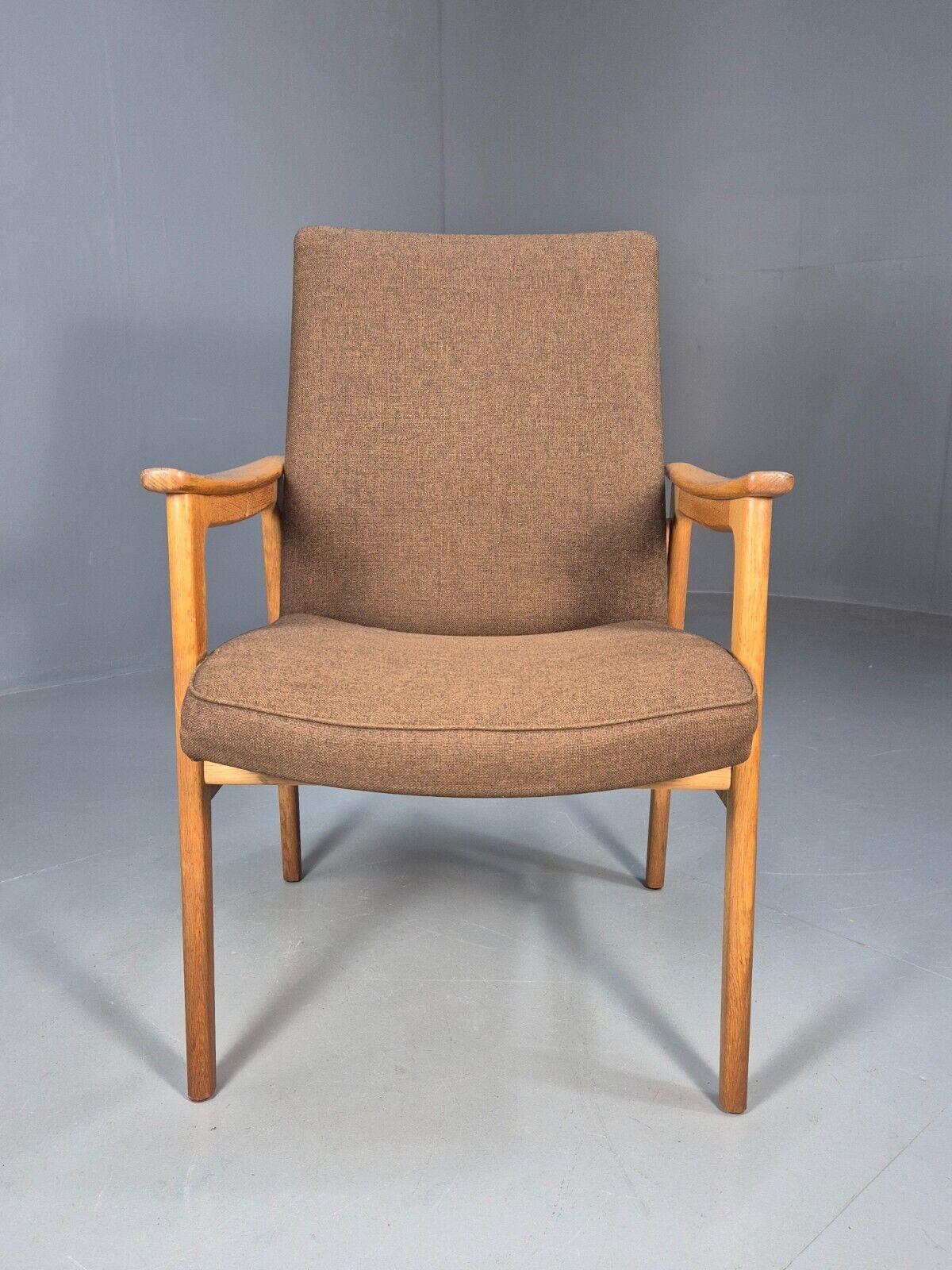 Vintage Danish Elbow Chair Green Wool Oak Frame Hong Stolefabrik MCM EB8485 MDIN