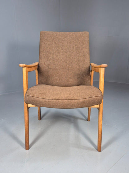 Vintage Danish Elbow Chair Green Wool Oak Frame Hong Stolefabrik MCM EB8485 MDIN