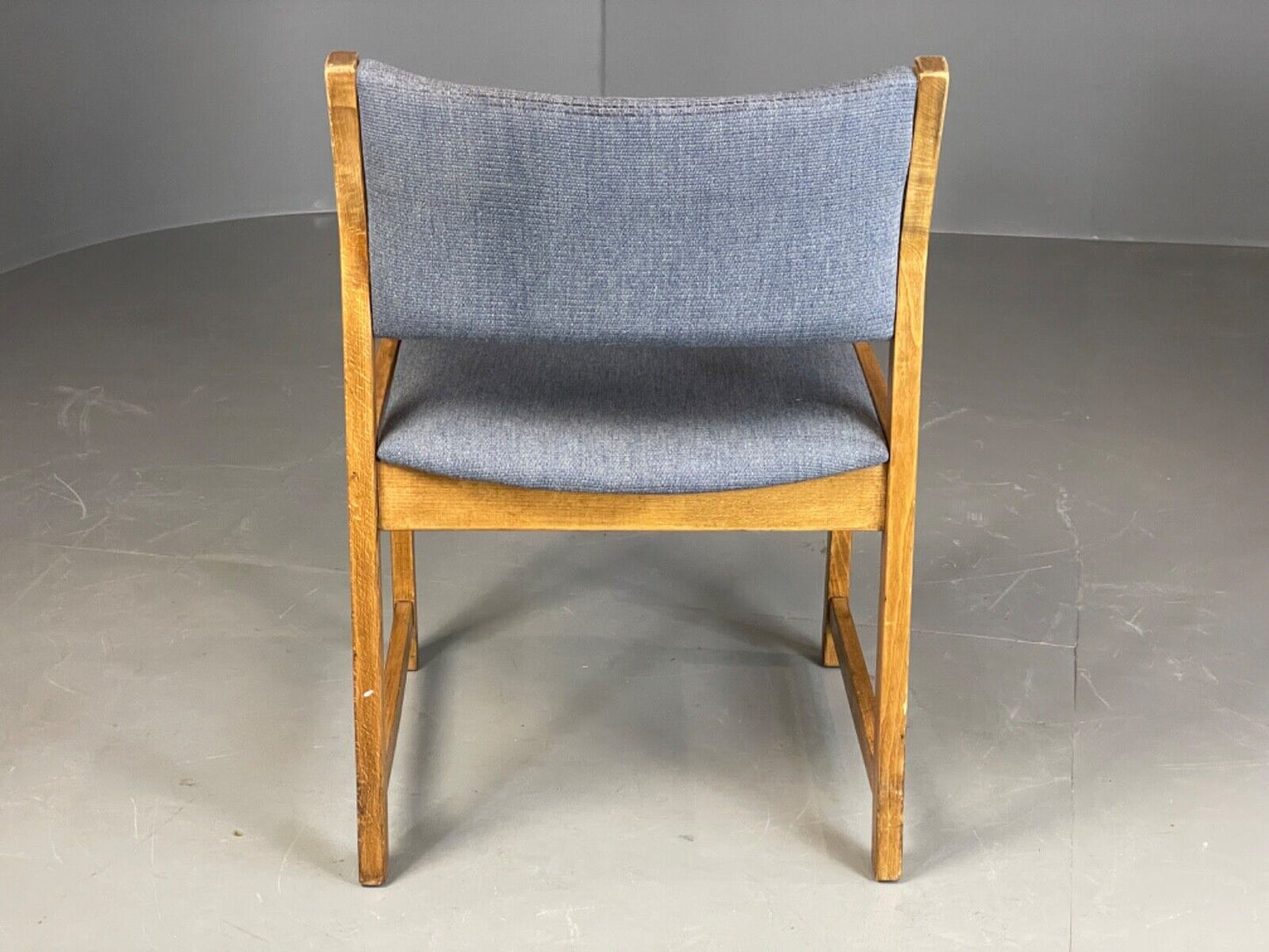 EB6158 Vintage Elbow Chair by Slagelse Oak Blue Cotton Danish Lounge MDIN