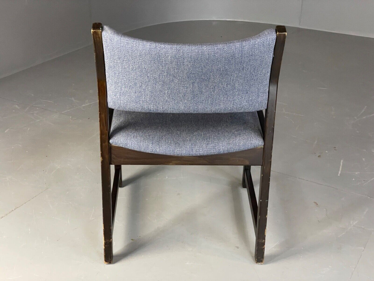 EB6153 Vintage Elbow Chair by Slagelse Oak Blue Cotton Danish Lounge MDIN