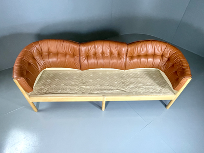 EB5734 Vintage 3 Seat Sofa By Neilaus Tan Leather Danish Retro Mid Century M3SS