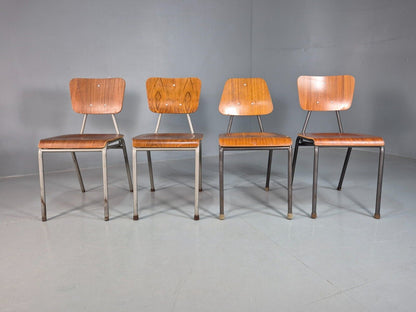 4 Danish Stacking Chairs Harlequin Set Teak Steel Mid Century Retro EB8334 MSTA