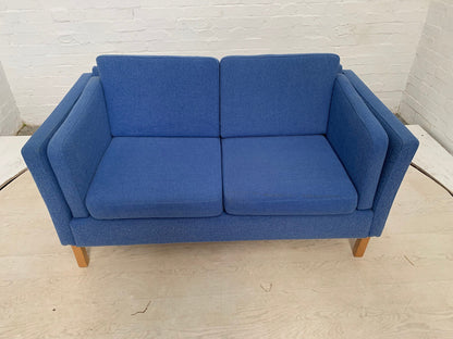 EB3014 Danish Blue Wool Two Seater Sofa Mid-Century Modern Lounge Settee M2SS