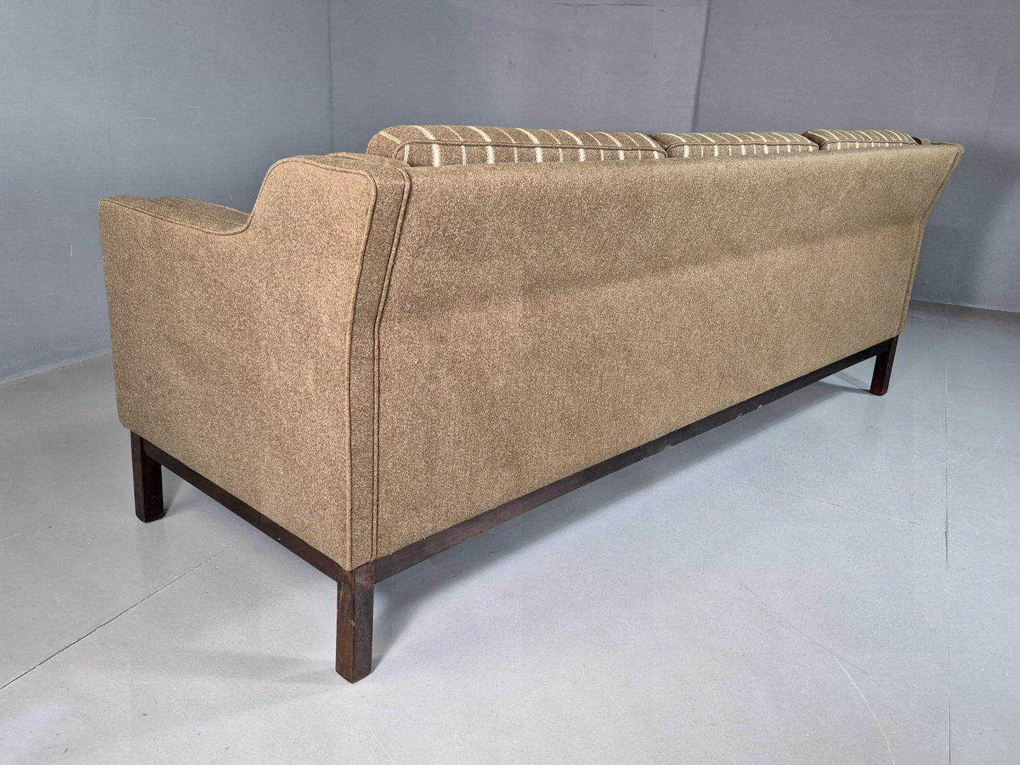 Vintage Danish 3 Seat Sofa Khaki Wool Upholstery Mogensen Retro MCM EB7266 M3SS