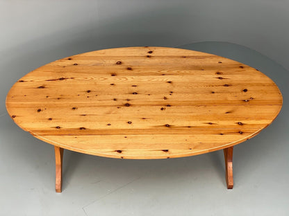 EB6854 Vintage Oval Pine Dining Table 1980s Retro Seats 8 MWOO