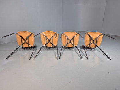 4 Vintage Danish Stacking Chairs Teak Plywood Steel Frame 1960 Retro EB8367 MSTA