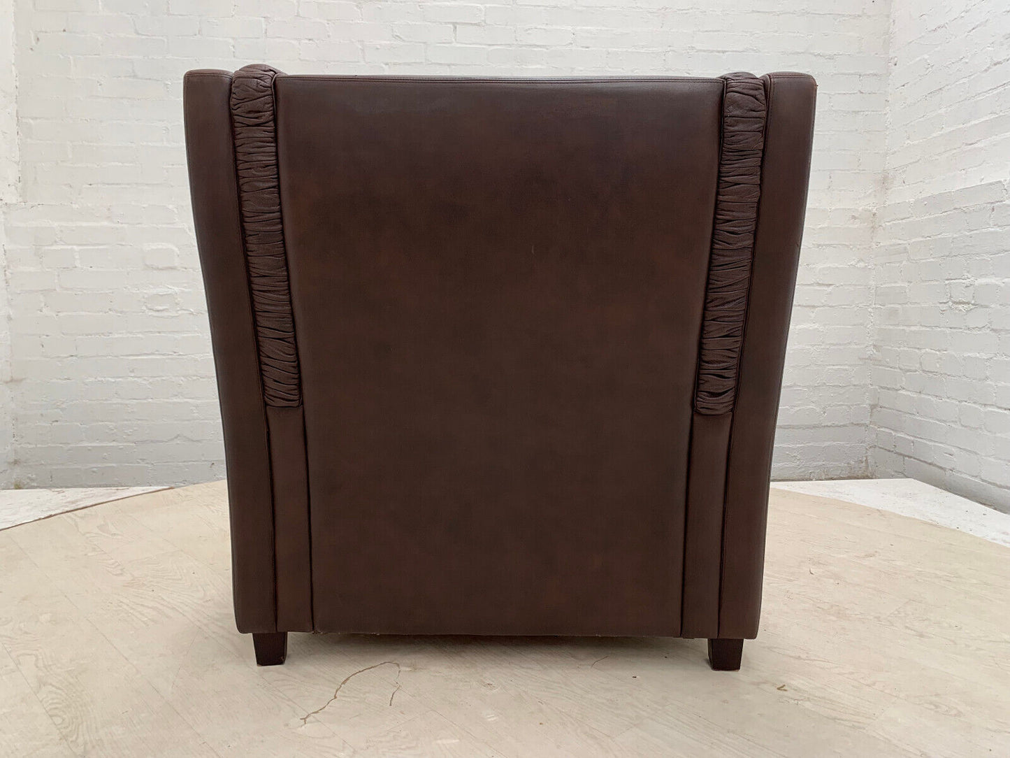 EB3191 Danish Brown Leather Winged-Back Arm Chair Mid-Century Modern Lounge MNOR