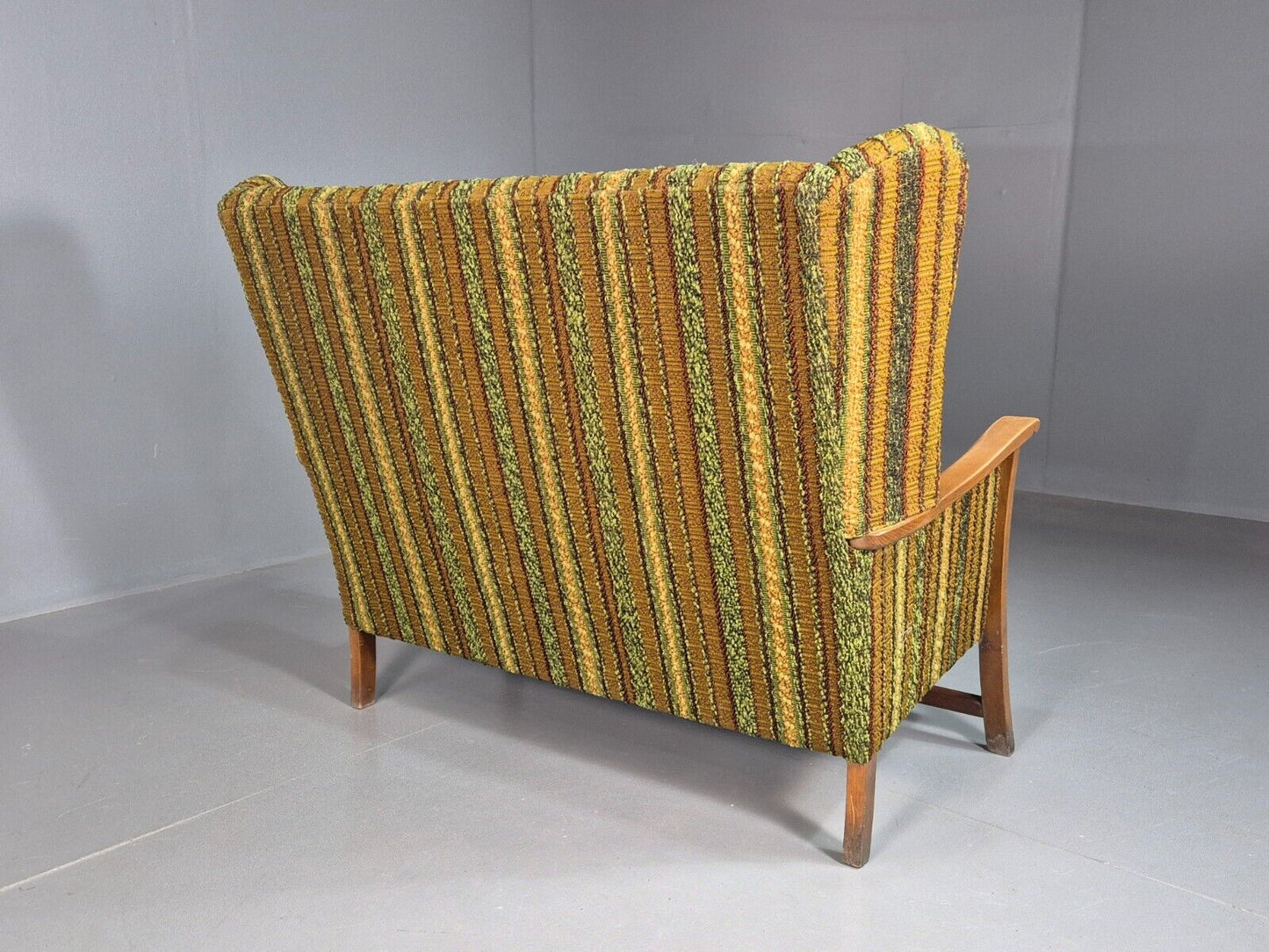 Vintage 2 Seat Sofa Green Hardwood Frame Wingback Retro 1950s EB8195 M2SS